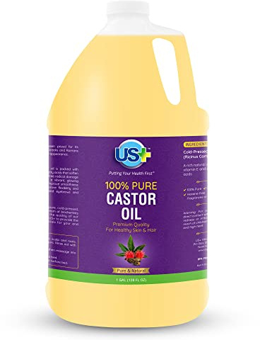 100% Pure Castor Oil - Cold-pressed, Unrefined, Hexane-free - Premium Quality - USP Grade (1 Gallon)