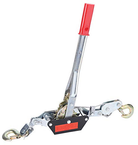 Hand Winch, 4t Pull Winch Heavy Duty Ratchet Winch Puller Wire Rope Ratchet Cable Puller Ratchet Winch Ratchet Power Puller Hand Cable Puller Hand Winch Puller with Padded Grip 2 Hook, Steel Wire