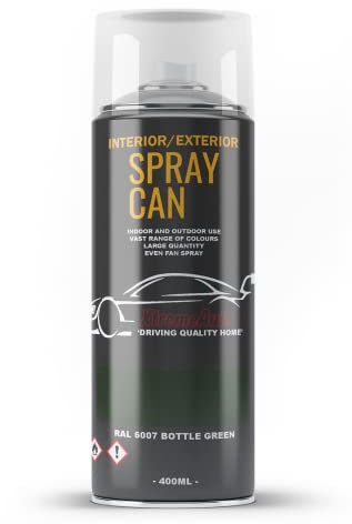 Xtremeauto Spray Paint Finish For Indoor And Outdoor Use Garden Cars Home Kitchen Bathroom Furniture Art Craft Bikes Radiators Metal Wood Plastic Glass UPVC Stone PVC RAL 6007 Bottle green