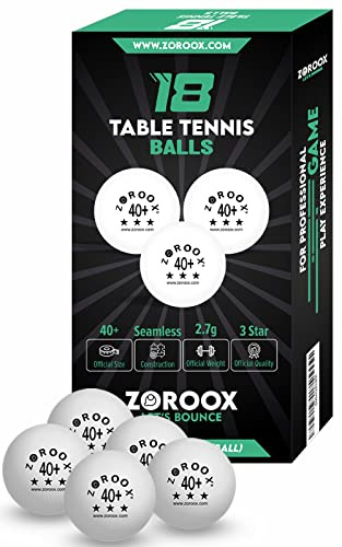 ZOROOX 3-Star Table Tennis Balls – Premium 40+ ABS Ping Pong Balls for Training & Competition, High Bounce & Durable, Orange or White, Packs of 9, 18, 36 or 72 (White, 18-Pack)