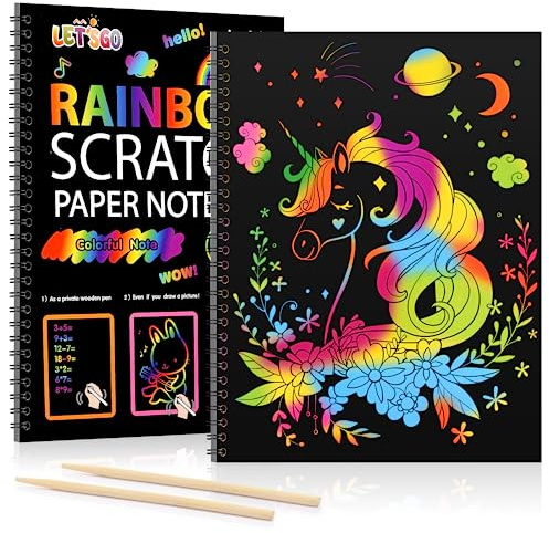 Veopoko 3 4 5 6 7 8 9 10 Year Old Gifts, Unicorn Gifts for Age 3-10 Scratch Art for Birthday Presents Toys Age 3-10 Gifts for 3-10 Year Olds Toys for 3-10 Year Old