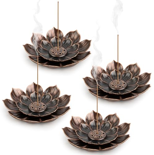 VFANDV 4 Stück Räucherstäbchen Halter, Lotus Stick Räuchergefäß Weihrauchhalter Brenner 6 Loch Räucherstäbchenhalter für Räucherkegel Räucherstäbchen oder Deko Wohnzimmer Yoga Zubehö