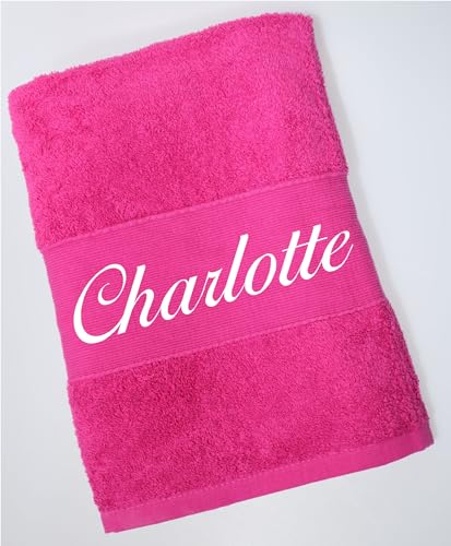 BotoHome Personalisiertes Handtuch Pink 70x140 cm – Mit Namen Bestickt – 100% Baumwolle, Oeko-TEX Zertifiziert, weich & saugstark – Geschenkidee für Frauen & Mädchen (Pink, 70 x 140 cm)