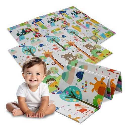MEDAS PRO - Beidseitig Baby Spielmatte - Matte zum Krabbeln - Krabelmatte ab 1 Jahr - Kindermatte für Laufstall - Dicke Krabbeldecke - Abwaschbar Outdoor/Indoor Fallschutzmatte 150x200