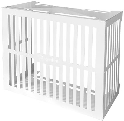 CM GARDEN Cubre Aire Acondicionado Exterior, Protector Aire Acondicionado Rayas Vertical, Cubierta Aire, Facil Montaje e Instalación, Celosía Exterior, Muy estable, Blanco