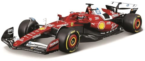 Bburago F1 Ferrari SF-25 2025 Charles Leclerc w/Helmet 1:18 Diecast Model, Red