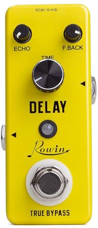 Rowin LEF-314 Pedal de retardo analógico - Mini efecto de retardo de guitarra con tono cálido, limpio y suave, tiempo de retardo de 25-600 ms, True Bypass, carcasa de metal, perfecto para