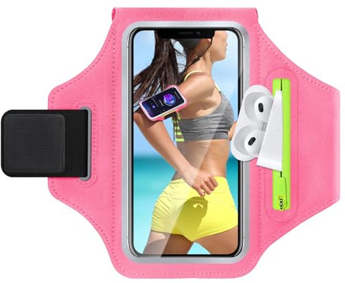 GlasFlength Brazalete Deportivo Universal para teléfono móvil, Funda para Correr con Auriculares, Soporte para teléfono móvil, Brazalete para Correr para iPhone 15/14/13/12/ Samsung Galaxy S24/S23