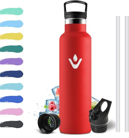 Botella Agua Deporte 750ml, Cantimplora Acero Inoxidable Reutilizable, Aislamiento al Vacío de Doble Pared, sin BPA, Botella Gym para Adultos, Escuela, Oficina, Viajes, Senderismo, Bicicleta