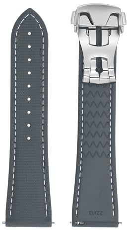 ULLCHRO Uhrarmband 20mm 22mm FKM, Uhrenarmband Herren aus Kautschuk, Wasserdichtes Gummi Armband für Sport, Uhrenarmband (22mm, Grau)