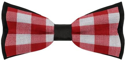 peiyeety Nœud papillon à carreaux rouges et blancs pour homme, idéal pour une fête de mariage