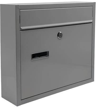 Boîte aux Lettres Relaxdays avec Plaque Nominative, 4 clés, Format Horizontal, H x L x P : 31 x 36 x 10 cm, métal, Gris