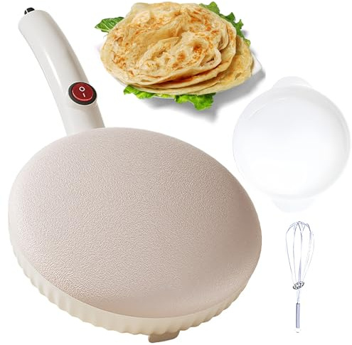 Crepiera elettrica, 20 cm, antiaderente, portatile, con manico, per uso domestico e ristorante, titanio