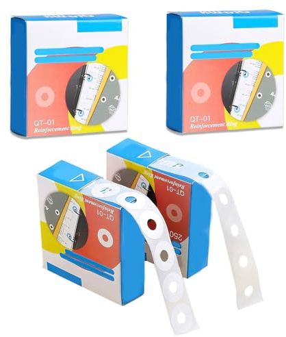 250 Sheet Loose Leaf Hole Reinforcement Ring Label Stickers, Self-Adhesive Punch Reinforcement Stickers, Super Hole Punch Protective Film, Stability for Office Home Daily