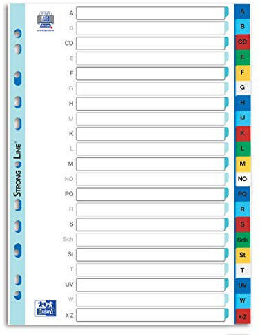 Oxford Kunststoff-Register A4, Strong-Line, A-Z, 21-teilig, mit Deckblatt