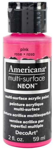 DecoArt Americana Multi Surface Satin Neon Bottle Paint, Acrylic, Pink, 3 x 3 x 7 cm