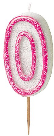 Unique Party 37910 - Glitz Pink Number 0 Candle