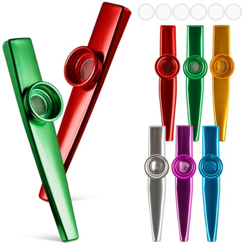 LovesTown Kazoos Musical Instruments for Kids Party Favors, 6 PCS Metal Kazoos Flute for Kids Gift Classroom Prices Birthday Party Favor Gift Bag Fillers Fun Camping Essentials