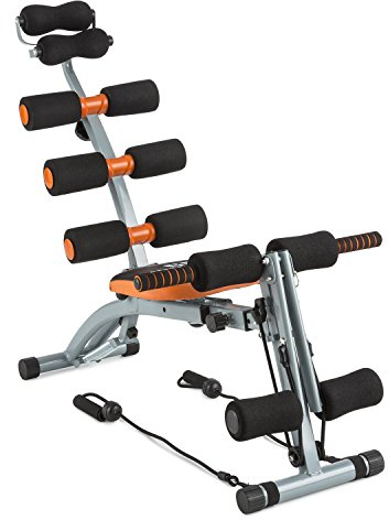 CAPITAL SPORTS Sixish Core - Bauchtrainer, Bauchmuskeltrainer, Fitness-Trainer, drehbarer Sitz, Bauch Trainingsgerät, individuelle Anpassung durch Stecksicherungen, elastische Seilzugbänder