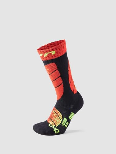 UYN Mixte Enfant Ski Socks, Noir Rouge, 31-34 EU