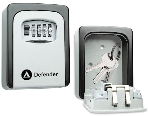 Defender Combination Dial Key Safe - Wall Mounted Waterproof Outdoor Key Lock Box Cabinet - Free Fixing Kit