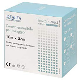 Cerotto Adesivo Estensibile in TNT per Fissaggio di Medicazioni, Sonde, Cateteri, Bendaggi di Sostegno - Rotolo cm 5x10 mt - Ritagliabile secondo le diverse esigenze - Monouso - Confezione da 1 Pezzo