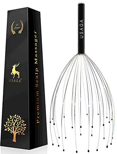USAGA 28 Finger Head Scratcher, Head Massager, Scalp Massager for Scalp Body Relaxing and Stress Relax (Black)