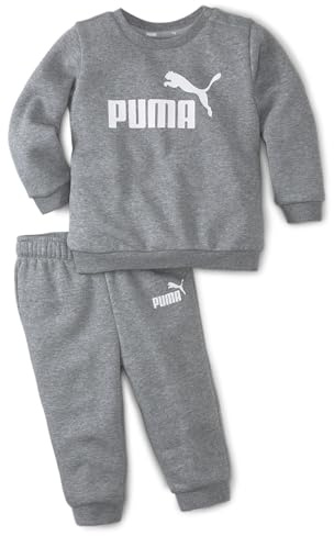 PUMA Mixte bébé Minicats Ess Crew Jogger Fl Jog Suit, Gris (Medium Gray Heather), 104 EU