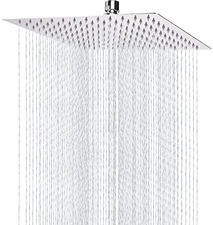 Soffione Per Doccia da 25cm, Markcco Testa Doccia Quadrato ad Alta Pressione in Inox 304, Ti Offre Un'Esperienza di Doccia Confortevole Anche a Basse Pressioni d'Acqua