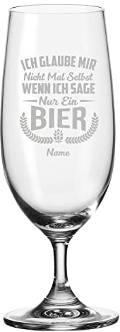 Verre à bière Leonardo avec gravure « Ich glaube mir nicht mal selbst » - Personnalisable avec nom - Tulipe à bière comme cadeau pour les amateurs de bière - Idée cadeau pour homme - Cadeau pour papa