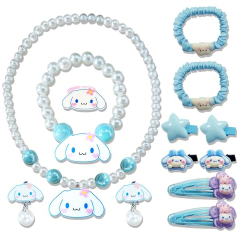 Juego de Joyas para Niñas 13 Pcs,Regalo de Fiesta Cumpleaños Set,Party Favors Collar,Pulsera, Pendientes,Anillos,Horquillas,Anillo de Pelo,Accesorios Disfraz para Niña Regalo de Cumpleaños de Fiesta