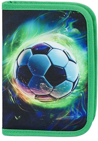 Baagl Federmäppchen für Jungen Federtasche Federmappe - Fußball Ball Grűn | Dieses praktische Schüleretui, Federpenal und Schulmäppchen für Schreibwaren ist als großes Etui im Alltag perfekt geeignet.