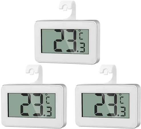 AiQInu 3 Mini Kühlschrank Thermometer Digital, Innen und Gefrierschrank, Mit Frost Alarm