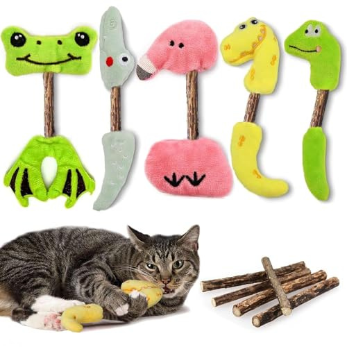 Aidiyapet Giocattolo Interattivo per Gatti Erba Gatta con Matatabi Silvervine 2 in 1