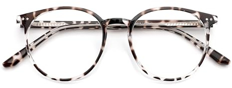 JFXQDR Blue Light Blocking Glasses for Women and Men, Round Frame Computer Gaming Anti Eyestrain & UV Glare RF6213 (Leopard)