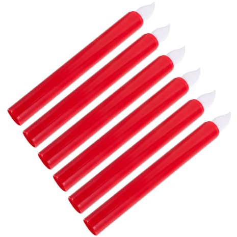 HOMSFOU 3 Paires Bougies LED pour Noël Lumière De Bougie Menée Lampe à ie LED à Bascule ie sans Flamme ies De Fête ies Coniques ie De Noël ie Effilée Rouge