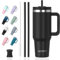 WATERSY Tazza Termica Grande 1182 ml con Manico, Tazza Mug Termica 40oz a Doppia Parete, Impermeabile & Lavabile in Lavastoviglie, Mantiene Freddo 12h/Caldo 6h, per Ufficio, Viaggi, Palestra (Nero)