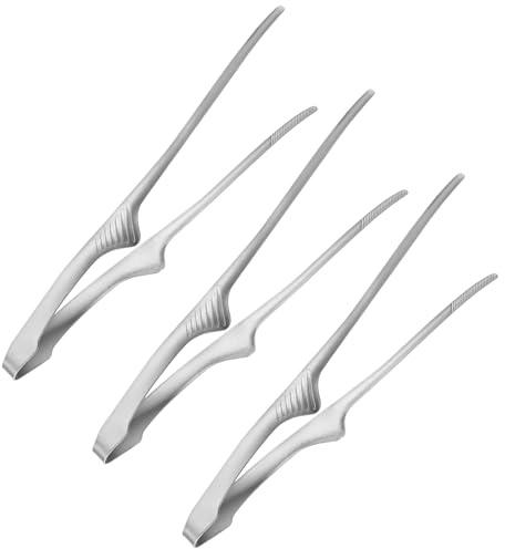 M METERXITY 3 pinze per barbecue coreane e giapponesi, 29 cm, in acciaio inox 304, antiscivolo, per grigliare, insalata, campeggio, cucina [argento]
