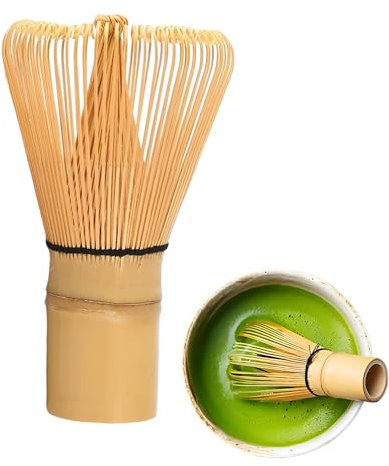 Fouet matcha en bambou naturel,Special Leaves Balai à Matcha en Bambou Avec 100 poils,Matcha kit Ceremonie Japonais,Matcha Fouet,Fouet Matcha Bambou,pour la Cérémonie du thé, La Boisson