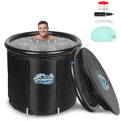 Ice Bath Tub for Athletes - Cold Plunge Tub Portable Ice Bath, Cold Plunge Tub with Cover for Recovery & Cold Water Therapy, Inflatable Cold Plunge for Indoor Outdoor 105 Gallons 85x85x75cm
