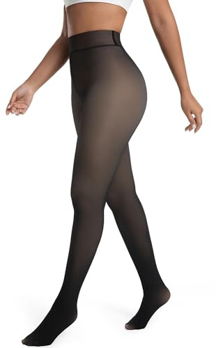 ViShawtek Collant Polaire Femme, Legging Thermique Effet Transparent, Noir Collant Thermique Chaud Hiver