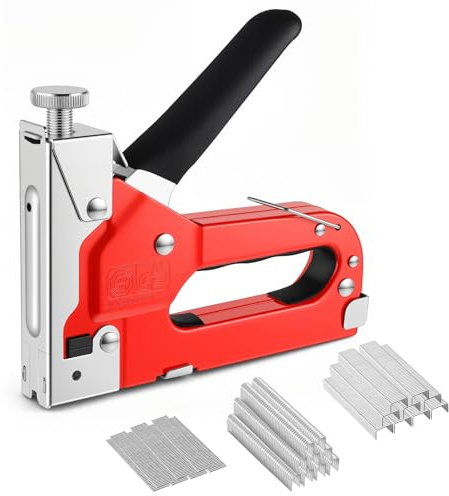Heftpistole 3 in 1 Heavy Duty Nagel Stahl Pistole mit 1200 Klammern Einstellbare Polster Hefter Pistole für Holz, Handwerk, Tischlerei, Dekoration DIY