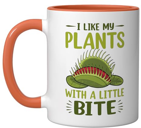 Carnivorous Fly Trap Venus Flytrap Ceramic Mug, Orange/White