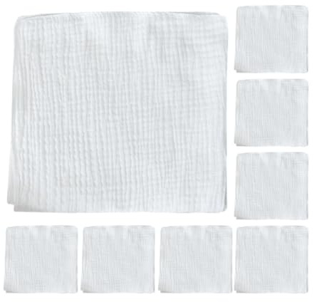NOLITOY Paños de Algodón para Ñiño 8 Piezas Paños de Muselina 43X45 CM Doble Capa Lavables Reutilizables Pañales de Tela para Recién Nacidos Toallitas para Eructar Bebés Uso