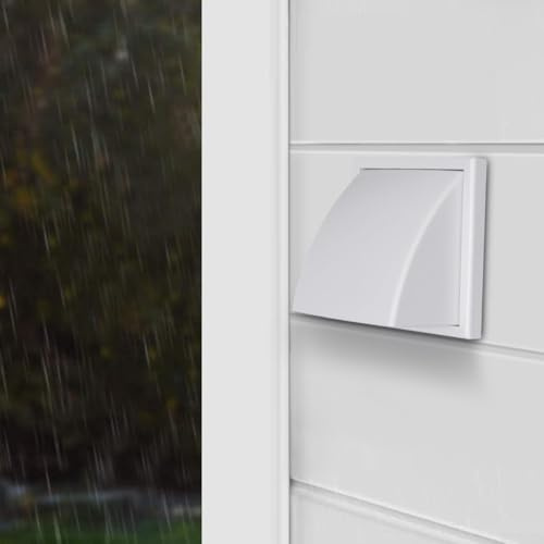 Utvändigt väggventilationsgaller, regntät ventilationsventil med integrerad slutare, för fläktskydd och badrumsavgasrör (100)