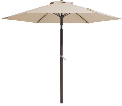 Palawano 2.3m Sonnenschirm, Neigbarer Gartenschirm mit Kurbel & Eisenmast, UV Schutz UPF 50+, Belüftetes Design, Sonnenschirm für Garten, Terrasse, Balkon & Strand, Beige