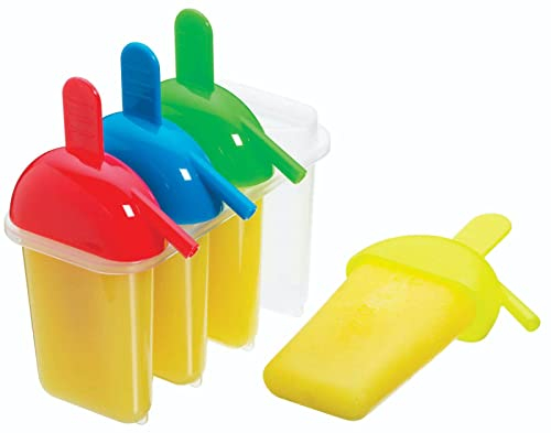 KC BLUE KitchenCraft Sipper-Style Plastic Ice Lolly Moulds - Multi-Colour (Set of 4)