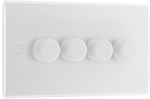 BG Electrical Quadruple Wall Dimmer Switch, 2 Way, Round Edge, Nexus 800 Series, White Moulded, 884