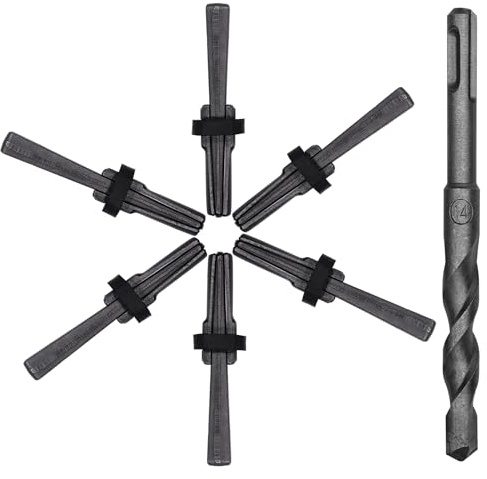 6 pcs stone divider and 1 pcs rotating hammer drill wedge and feathers wedges concrete marble granite rock stone splitting hand tool