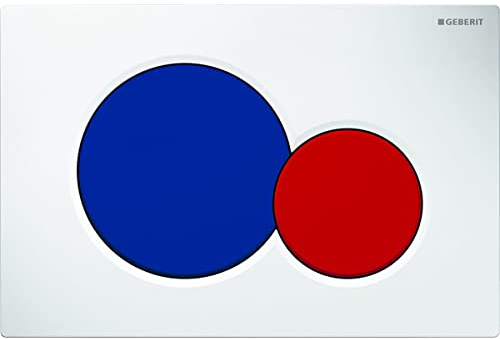 Geberit Placa de accionamiento Sigma01 Placa de accionamiento para 2 cisternas (Samba Blanco, botón Azul/Rojo - 115.770.LB.5